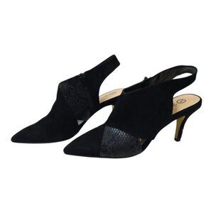 Bella Vita Val Slingback Snake Print Womens 7.5 M Kid Suede Leather Black NEW